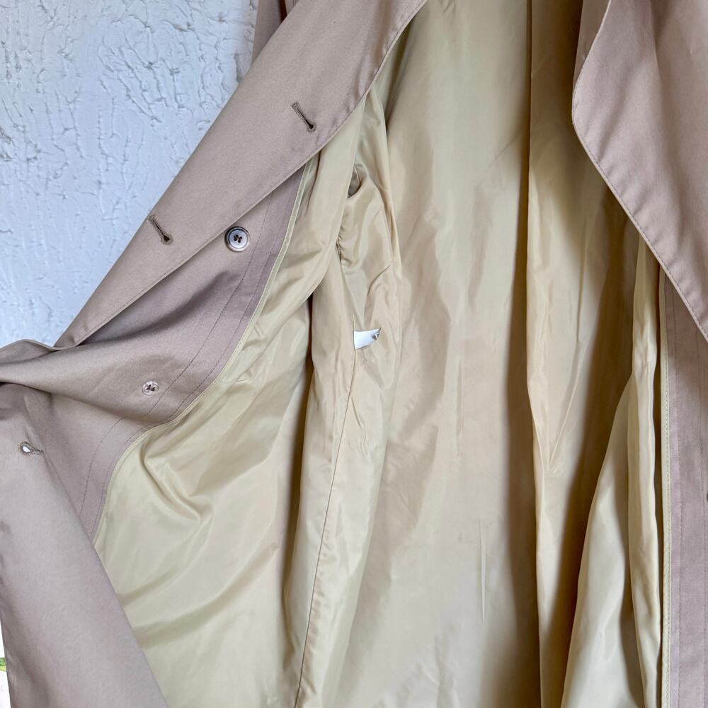 Vintage London Fog Trench Coat Tan Belted Classic Double Breasted Coat Size 18 - Picture 6 of 9